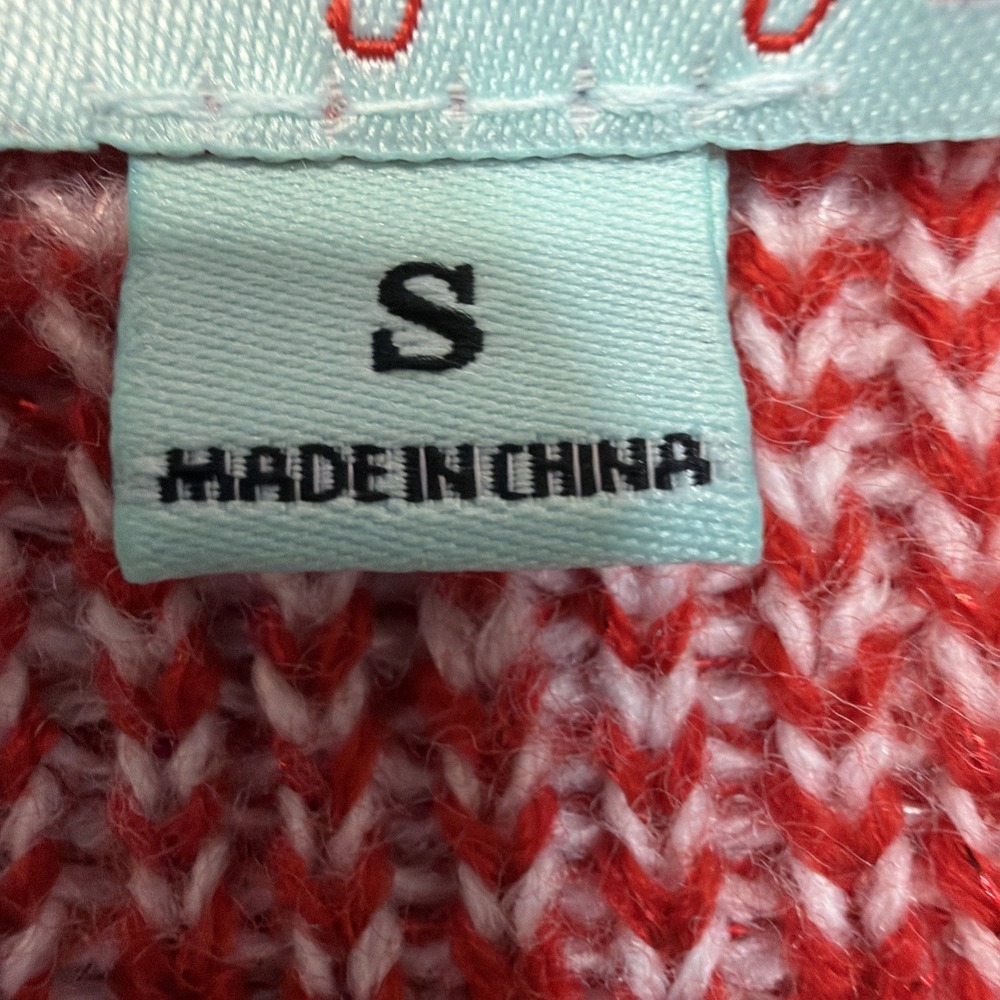 Holiday Hype Pink‎ Christmas Cardigan Sweater size Small Candy Canes Stars Trees - Picture 10 of 14